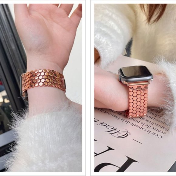 NEW Luxury Adjustable ROSE GOLD Stainless Steel Strap band For Apple Watch - Picture 2 of 6
